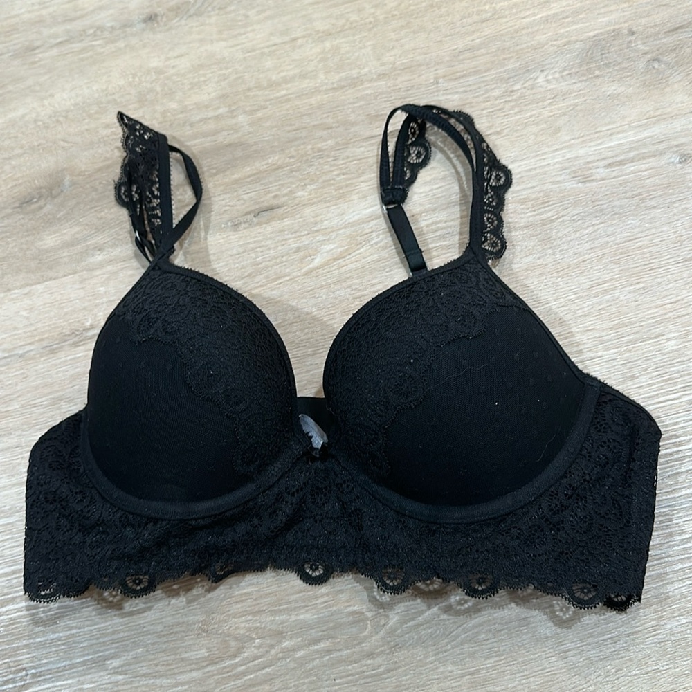 Aerie Bra 36B black Lace Padded Underwire